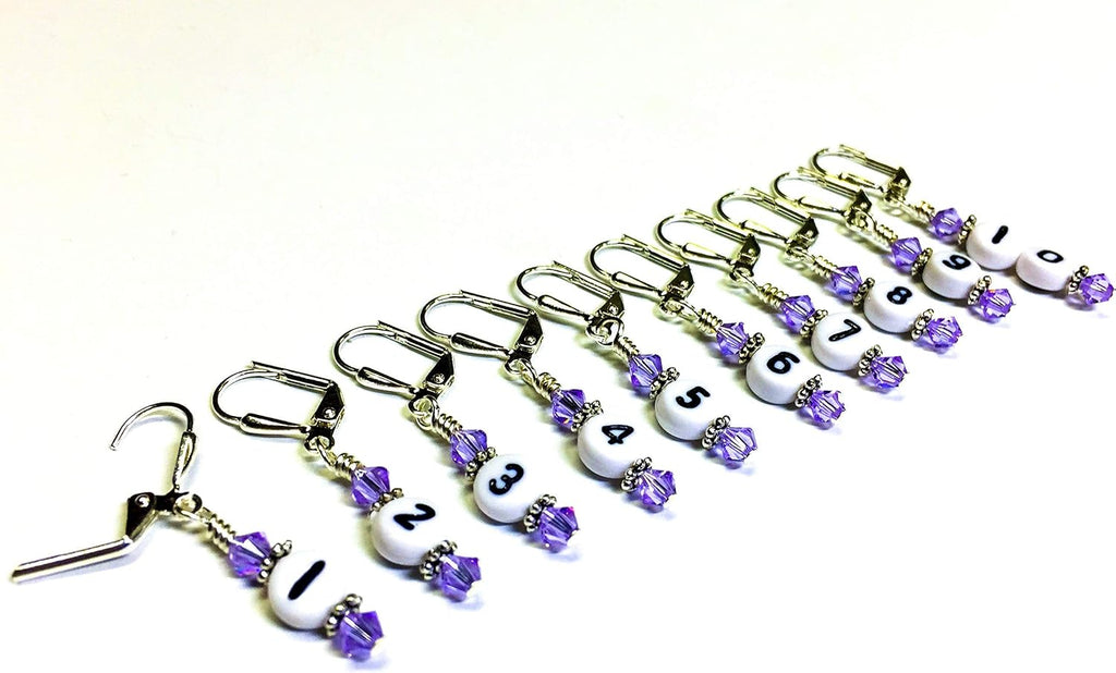 Numbered Stitch Marker Set For Knitting and Crochet- Lilac