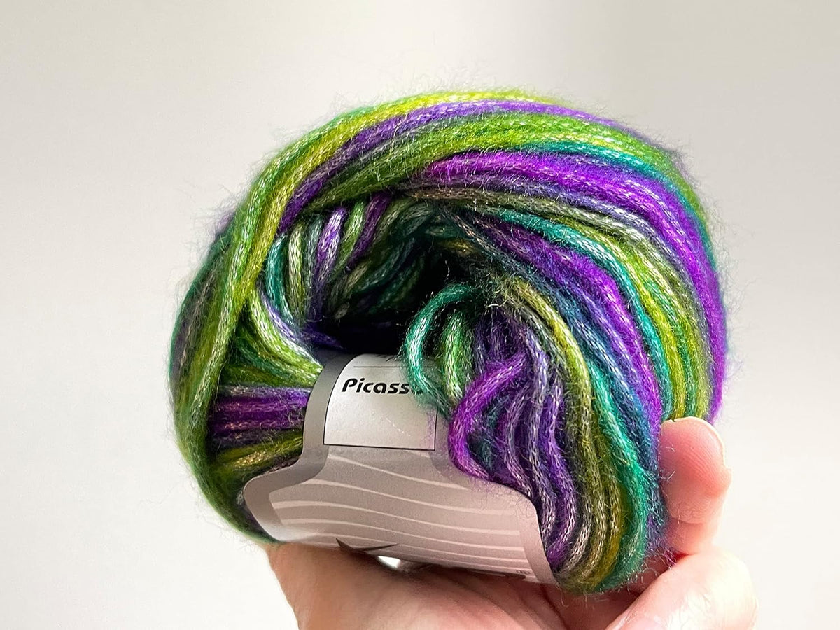 Lilac, Green Shades, Purple, Teal Picasso Fuzzy with Subtle Sheen