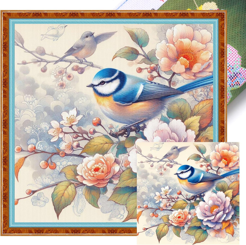 C'eitura Birds & Flowers 11CT Stamped Cross Stitch Kit - 15.75x15.75