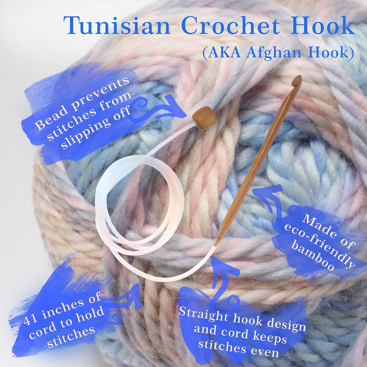 JubileeYarn Bamboo Tunisian Circular Crochet Hook - 8mm