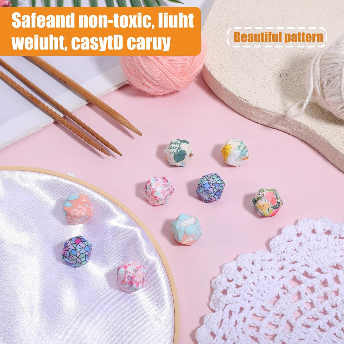 Lusofie 10Pcs Knitting Needle Stoppers, Hexagon Stitch Stoppers