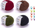 Cotton Yarn Bundle - 4 Multicolor Balls Soft Sport Weight Yarn for