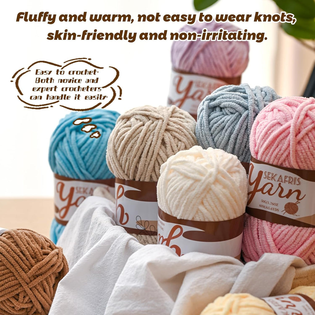 Chenille Yarn for Crocheting Crochet Sapphire Blue Yarn 3 Pack