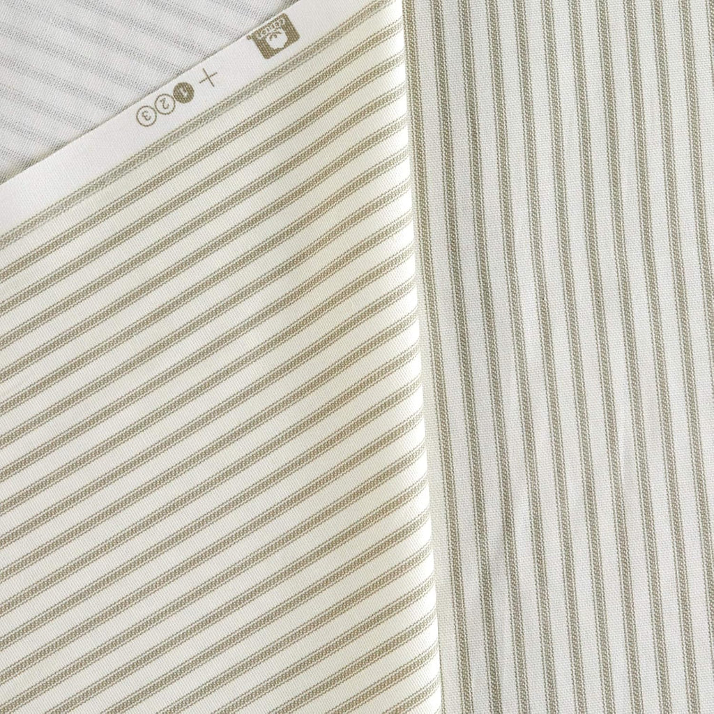 Vertical Ticking Stripe Cotton Duck Ivory/Tan, Fabric by the Yard
