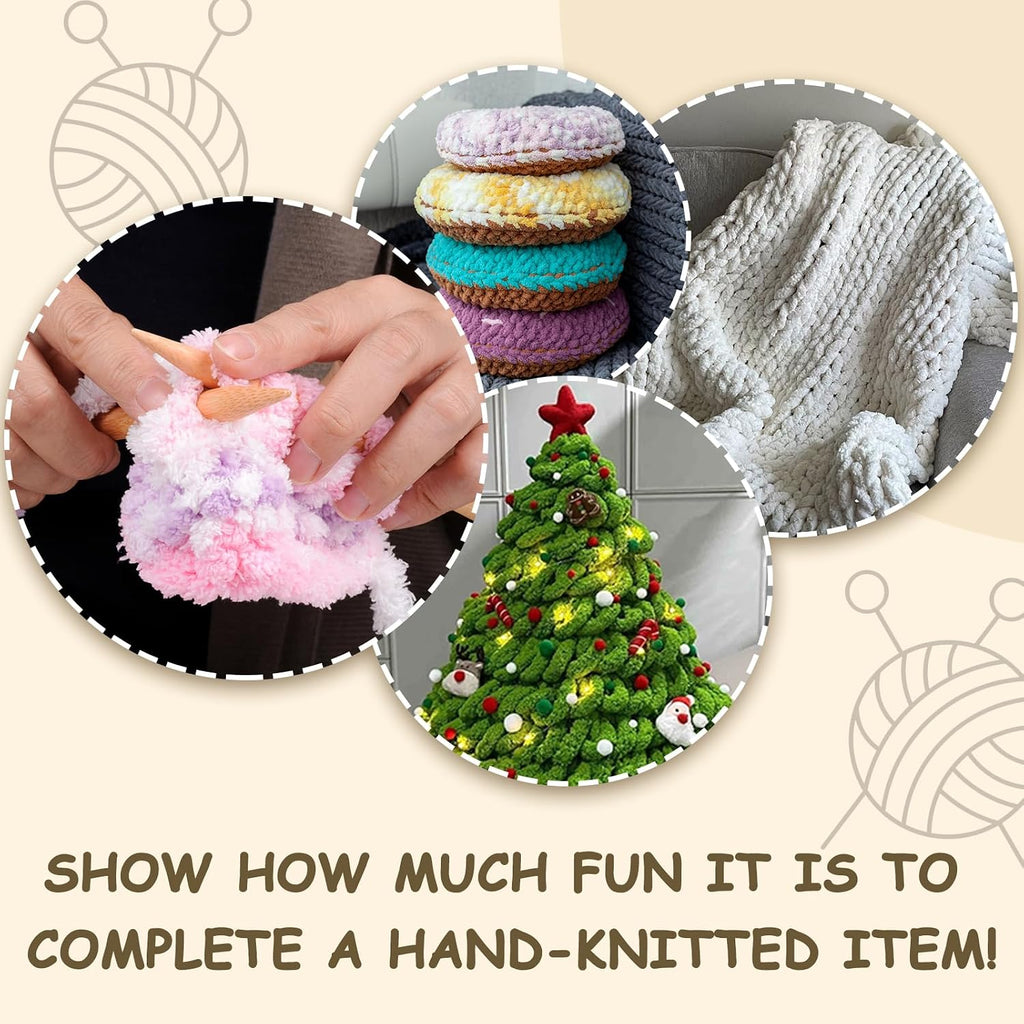 8 Pcs Chunky Yarn for Hand Knitting - Chunky Chenille Yarn for