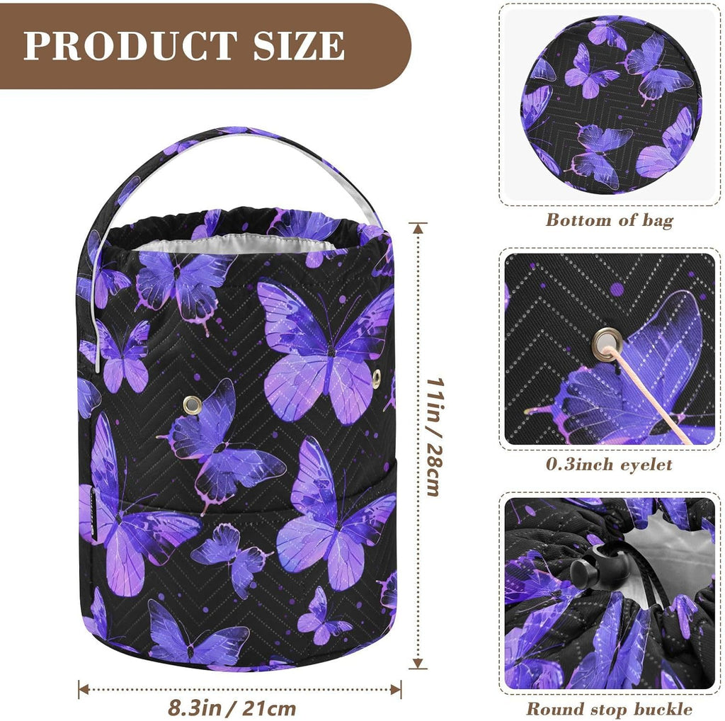 Fustylead Hand Draw Purple Butterflies Silhouette Large Crochet