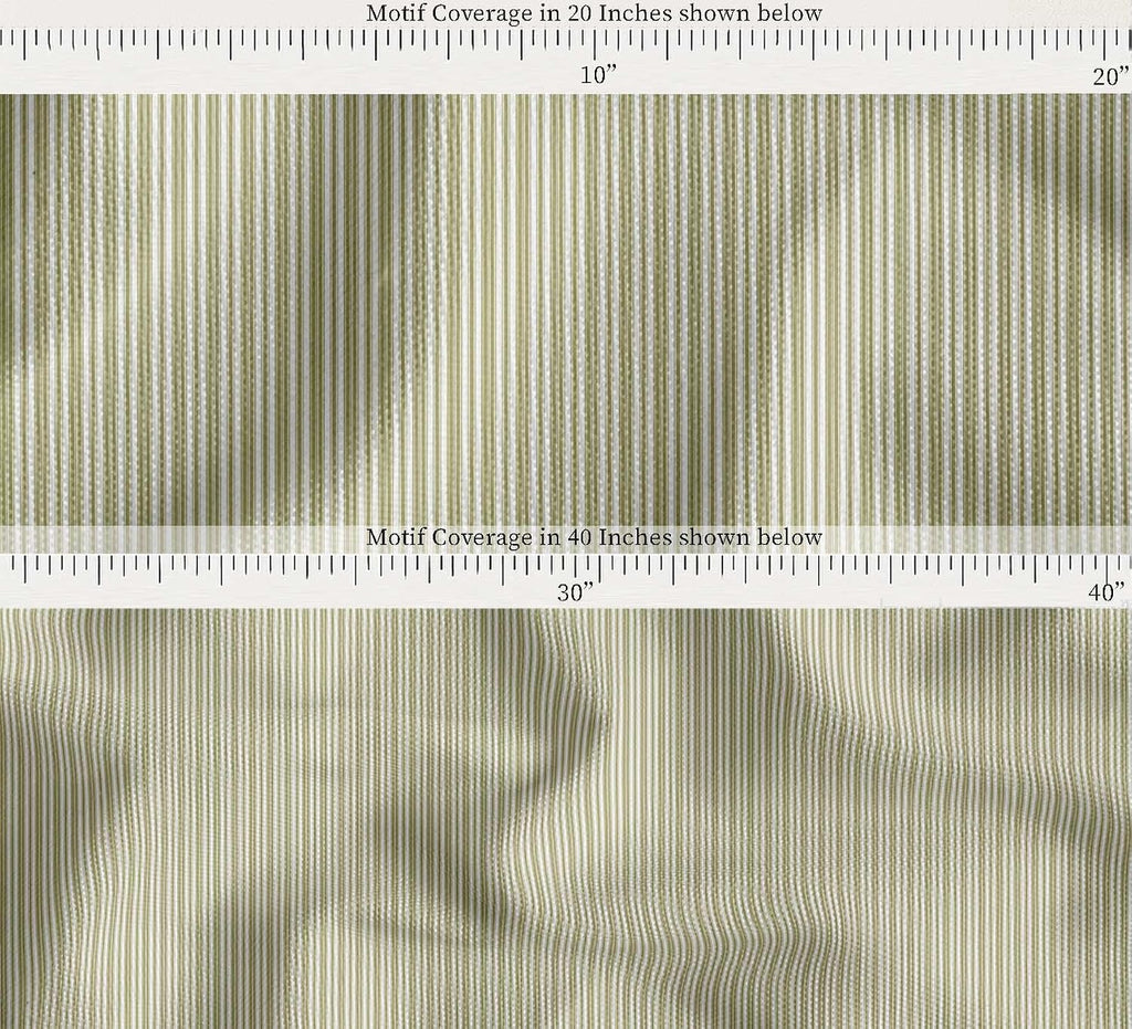 Soimoi Cotton Canvas Fabric - Stripe Print, Olive Green | 42" Wide