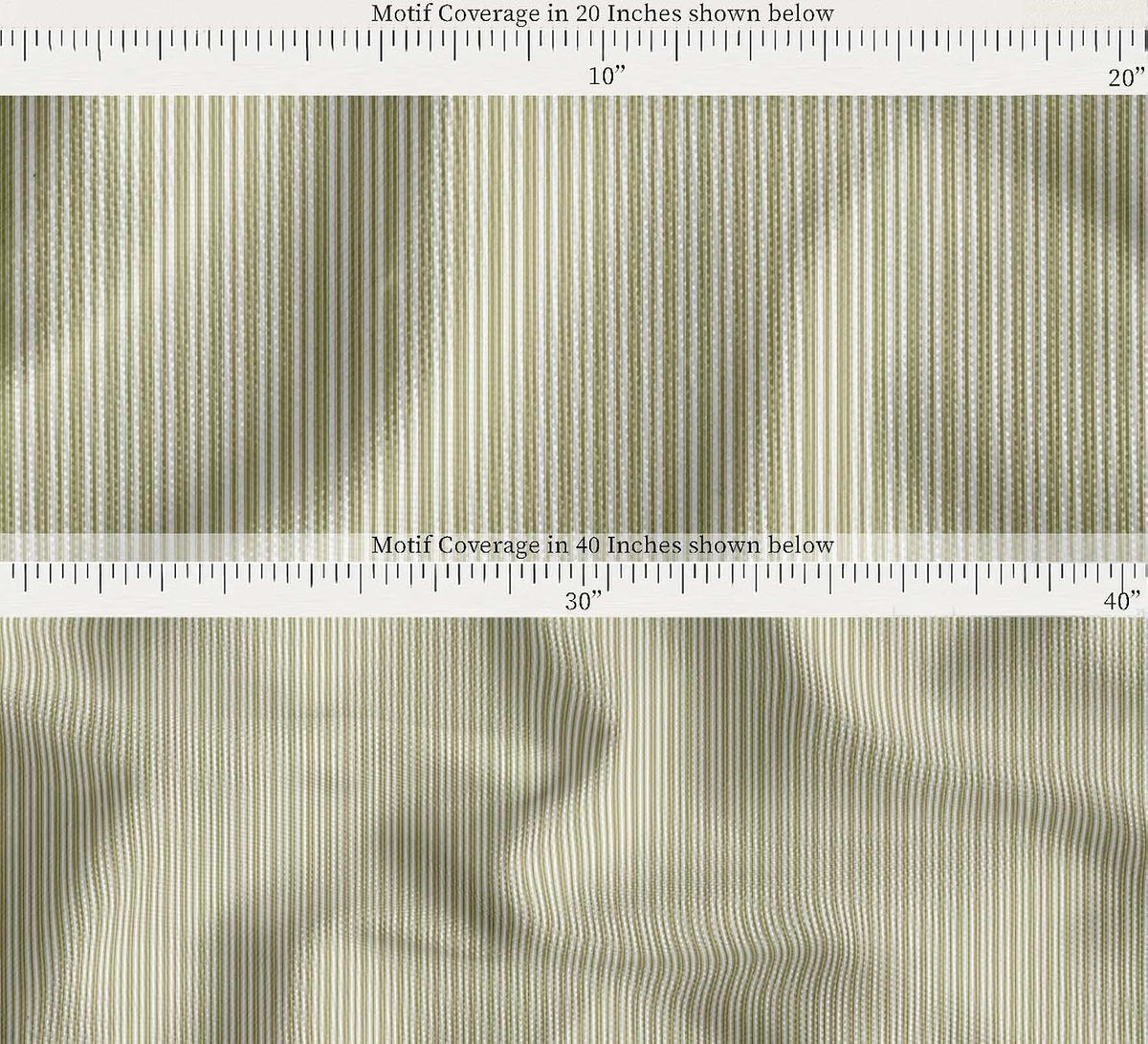 Soimoi Cotton Canvas Fabric - Stripe Print, Olive Green | 42" Wide