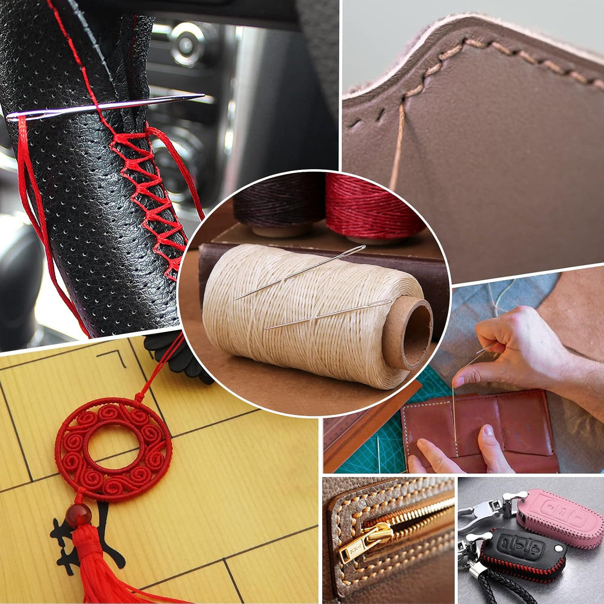 JeogYong 1mm Waxed Thread, 284 Yards 150D Flat Leather Sewing Thread