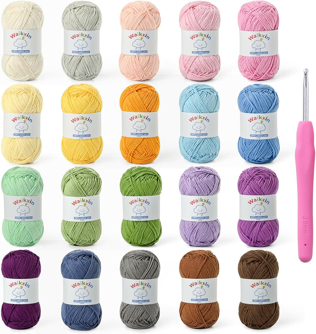 20 Pack of Fluffy Cotton Yarn for Crocheting and Knitting