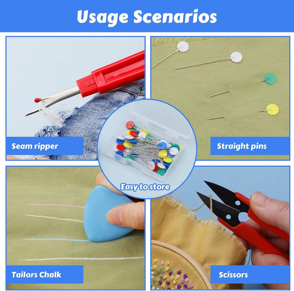 SOCNITC 68 Pcs Seam Ripper Tool Kit Stitch Rippers with Tailors Chalk