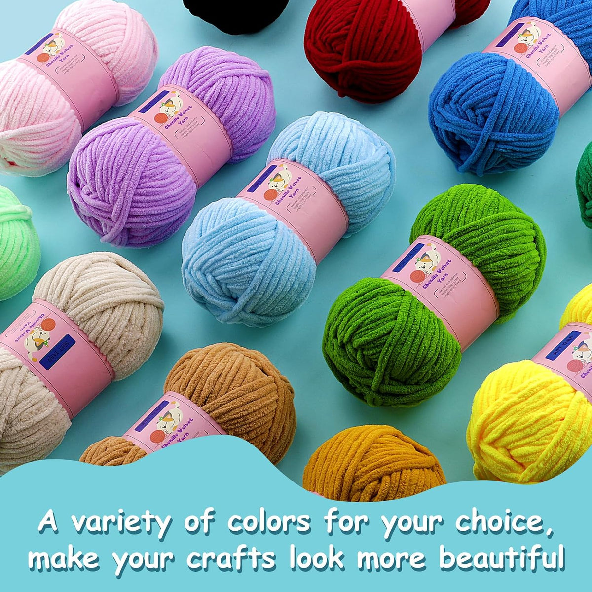 Chunky Chenille Yarn for Crocheting #6 Yellow Baby Blanket Yarn for