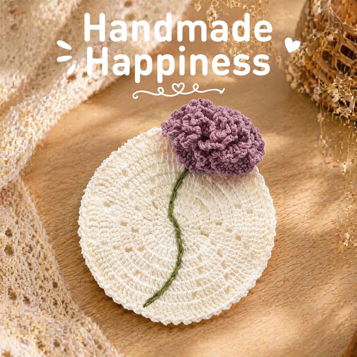 DIY Crochet Flower Bouquet Coaster Kit for Beginners – 2-Pack Handmade