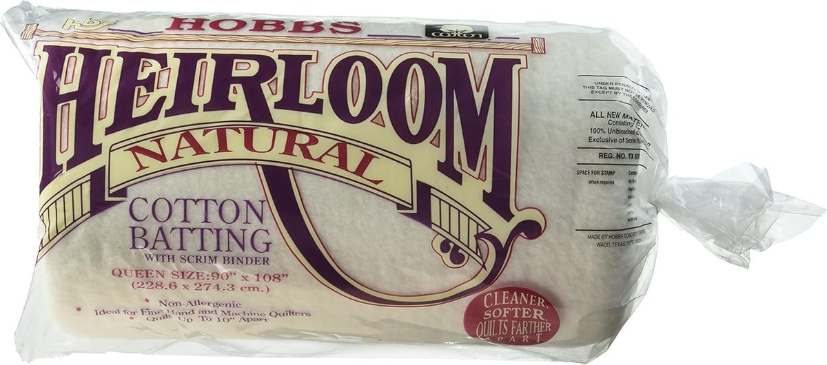 Hobbs HNS90 Batting Heirloom Natural Unbleached Cotton with Scrim, 90"