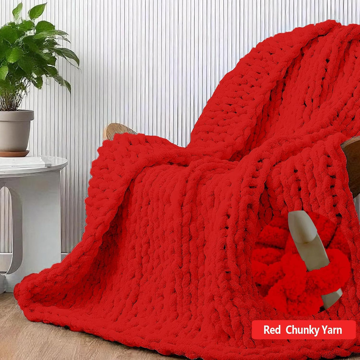 8 Pack Red Chunky Yarn for Hand Knitting, Chunky Chenille Yarn, Jumbo