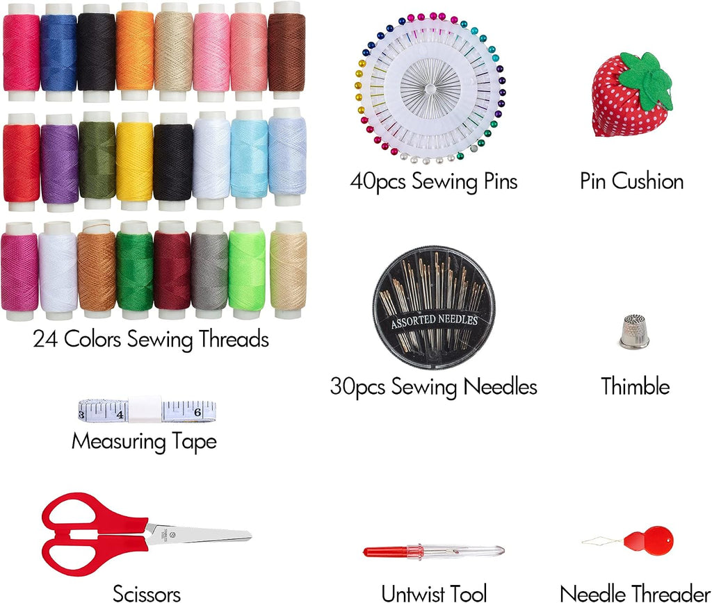 LoDrid Sewing Kit with 24 Color Threads and Sewing Accessories, Dusty