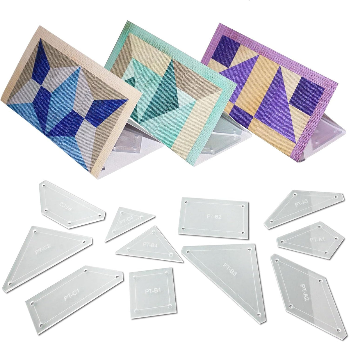 11Pcs Acrylic Quilting Template Ruler and Epp Paper Pieces Set