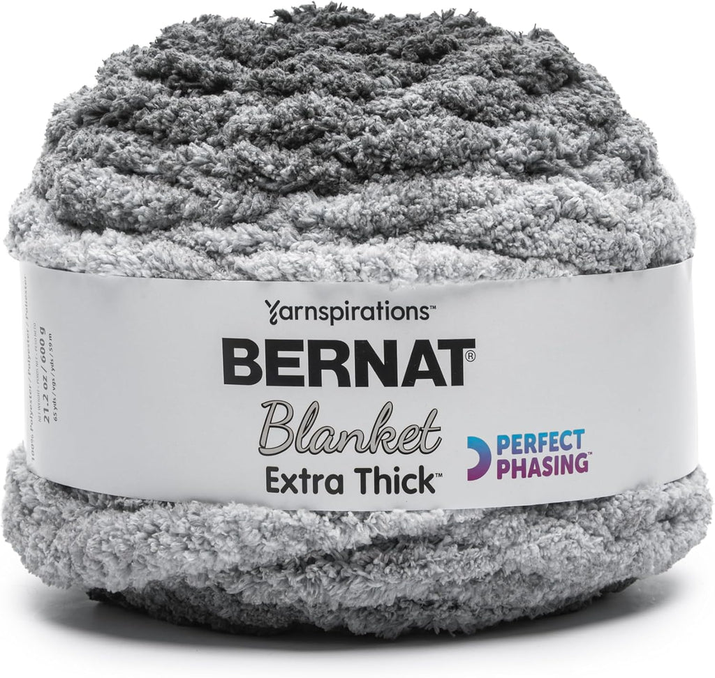 Bernat Blanket Extra Thick Perfect Phasing Chunky Yarn, Coal