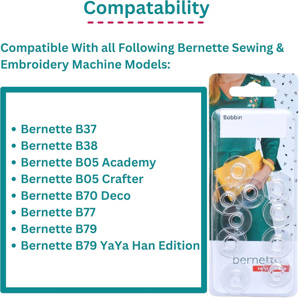 Bernette Bobbins [10 Pack] – Compatible with Bernette Sewing &