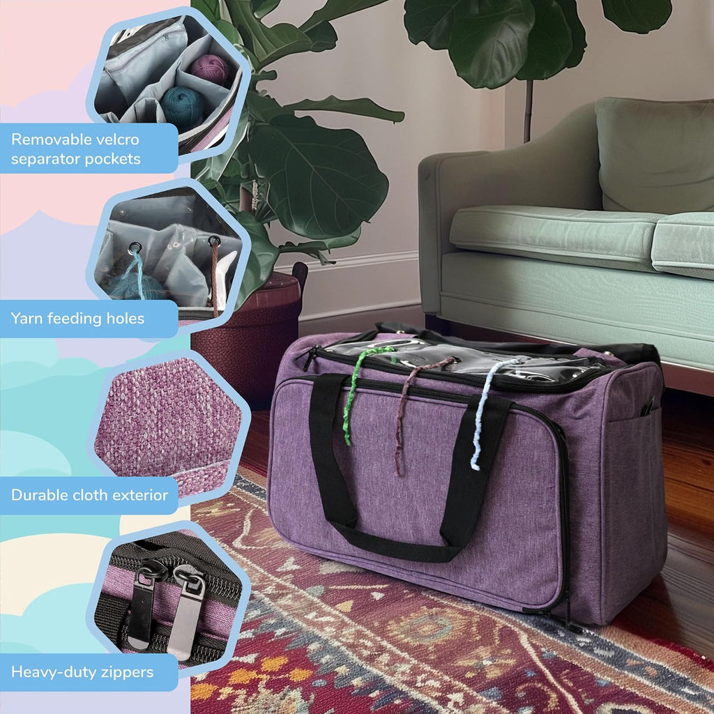 JubileeYarn Rectangular Fabric Yarn Storage Tote Bag - Purple - 1 Bag