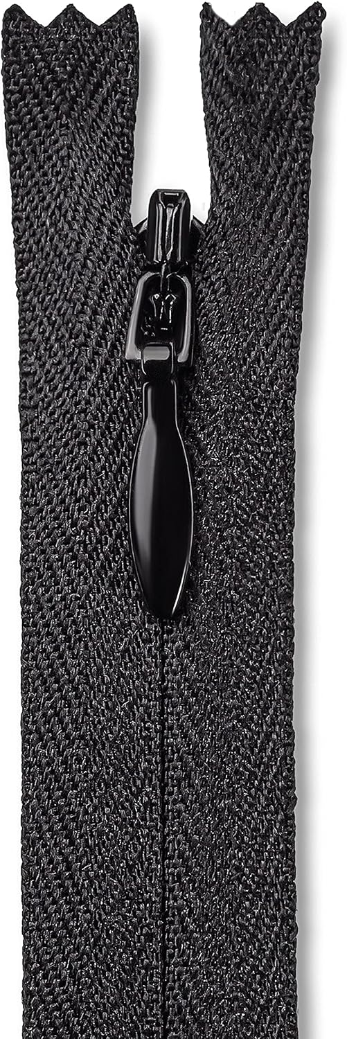 24 Inch Black Invisible Zipper, Nylon Non-Separating for Sewing