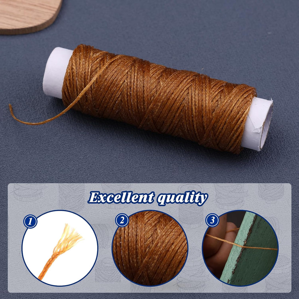 Waxed Thread, Upholstery Needle and Thread 32 Yards Medium Brown