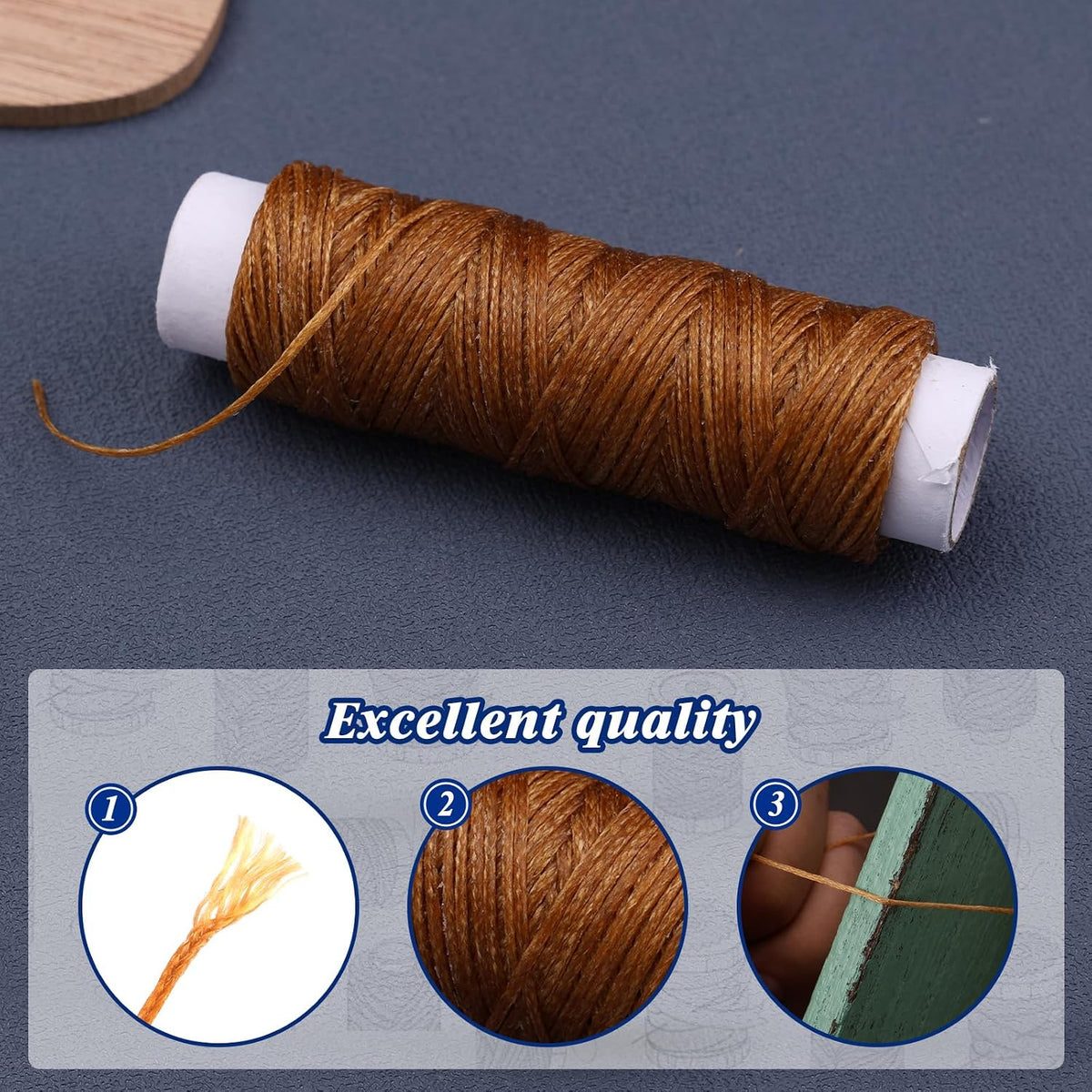 Waxed Thread, Upholstery Needle and Thread 32 Yards Medium Brown