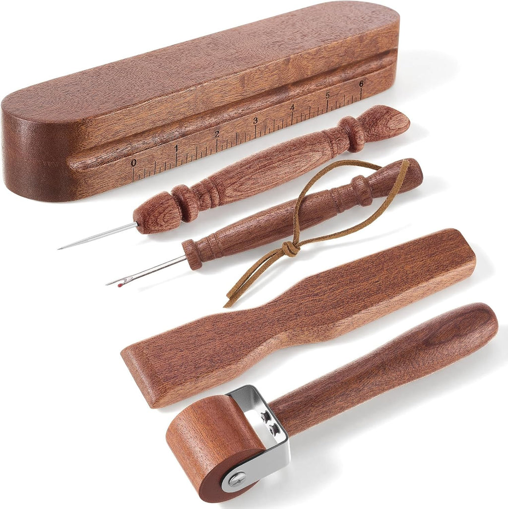 AceOrbit 5 Pcs Wooden Clapper Sewing Quilting Tool Set, Complete Set