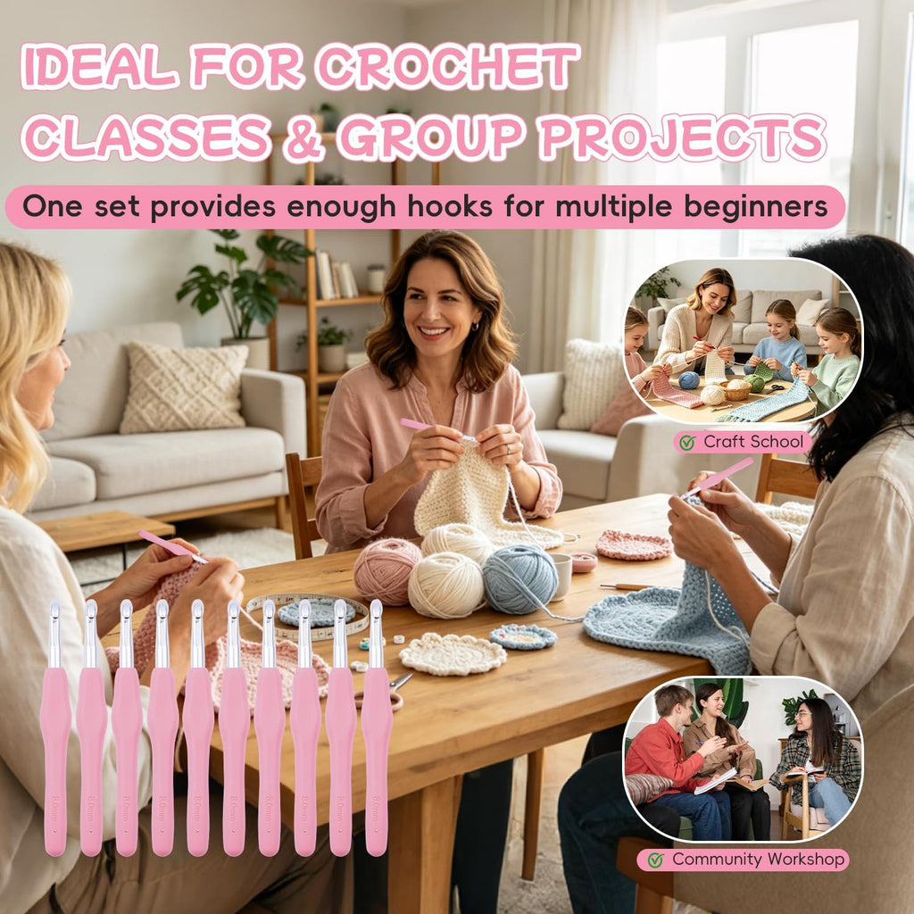 Weabetfu 10 Pack 8mm Crochet Hook with Soft Rubber Handle,US Size L/11
