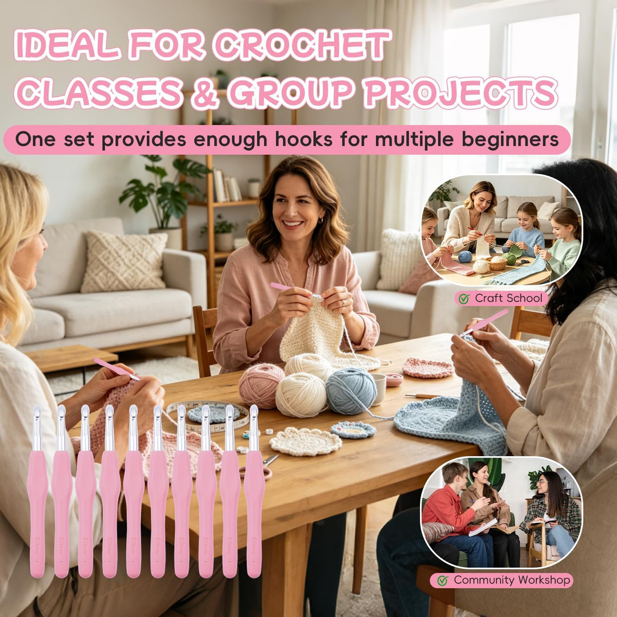 Weabetfu 10 Pack 8mm Crochet Hook with Soft Rubber Handle,US Size L/11