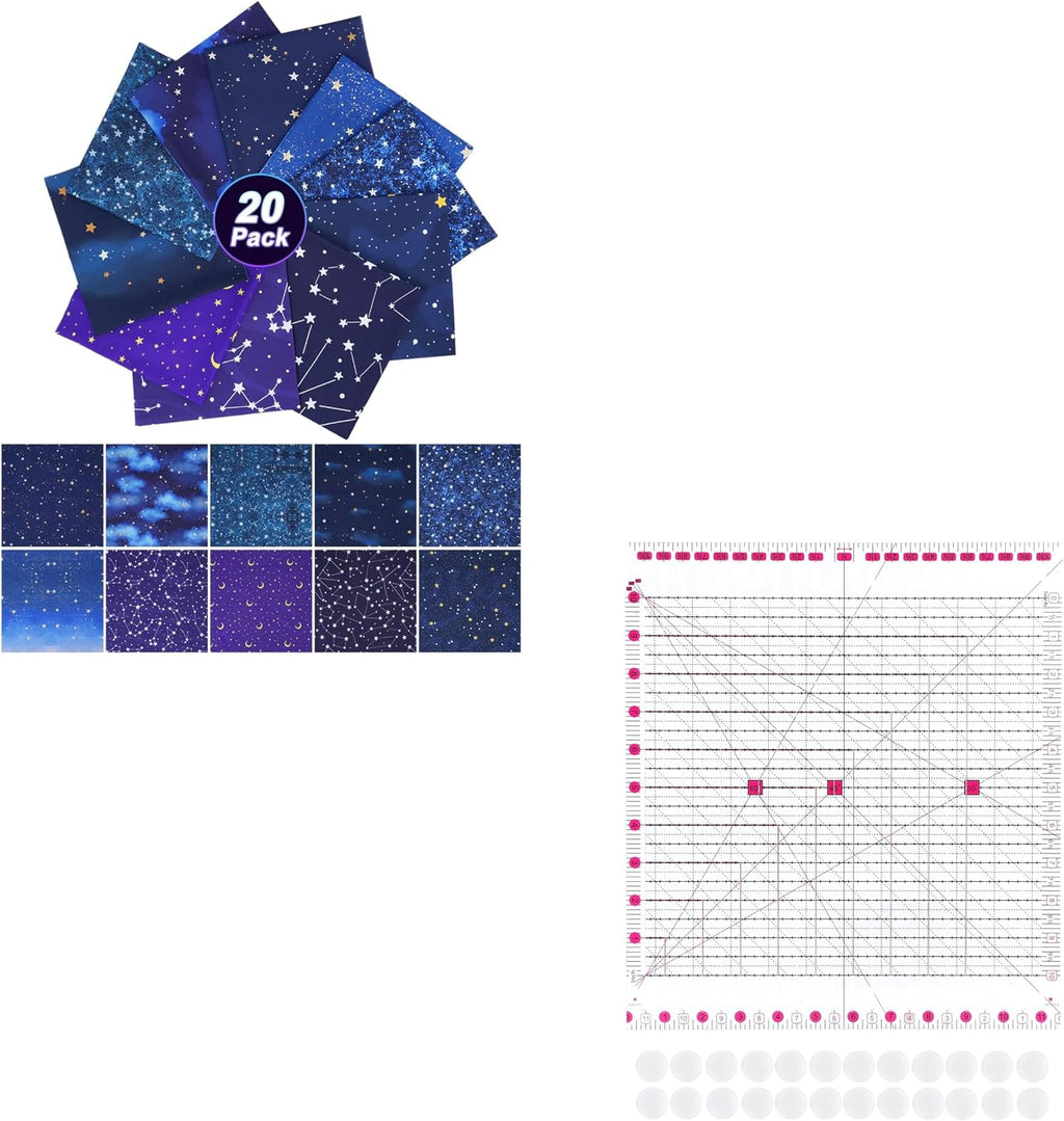 eZAKKA 20+1 Pack 10x10 Inch Cotton Fat Quarters Fabric Bundles & Quilt