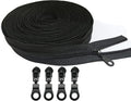 Meikeer #5 Nylon Coil Zipper by The Yard, 10 Yd with 20 Sliders, Black