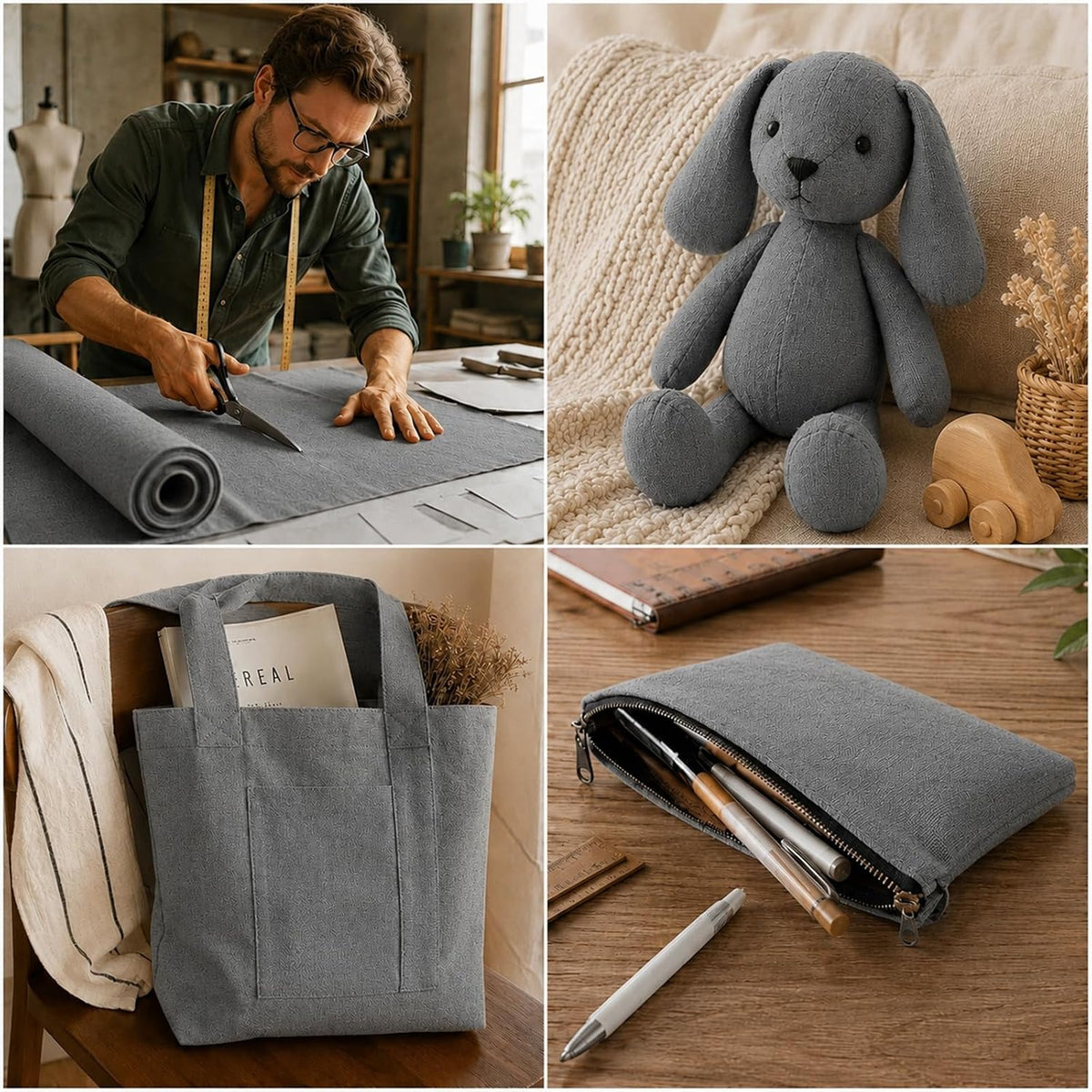 59" X 36"(1 Yard) Duck Cotton Canvas Fabric (Grey, 10oz)