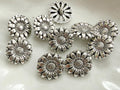 PEPPERLONELY Brand 10PC Antiqued Silver Flower Scrapbooking Metal
