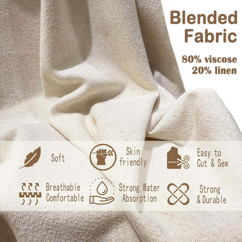 Soft Linen Blend Fabric by the Yard for Clothing & Sewing(60#-1Y)