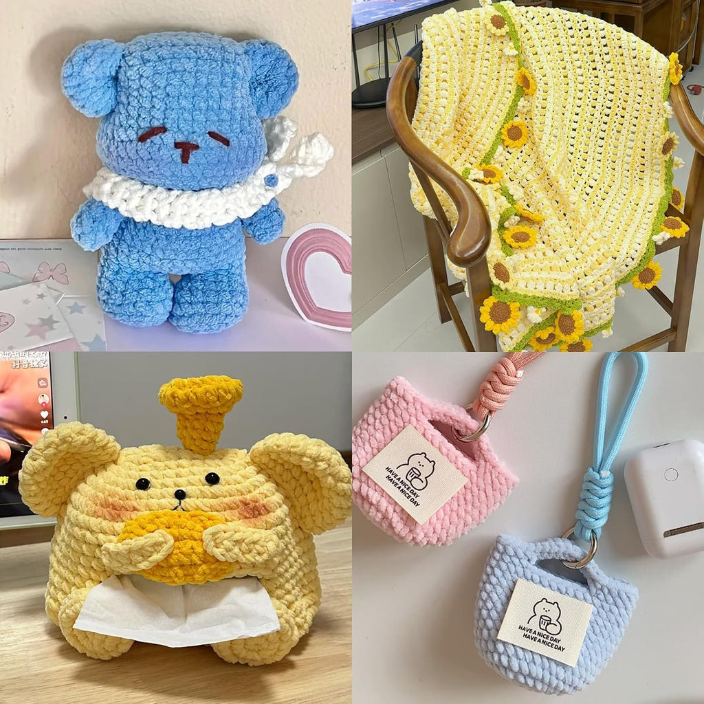6 Pack of Skinny Chenille Yarn for Crocheting, Amigurumi Yarn&Baby