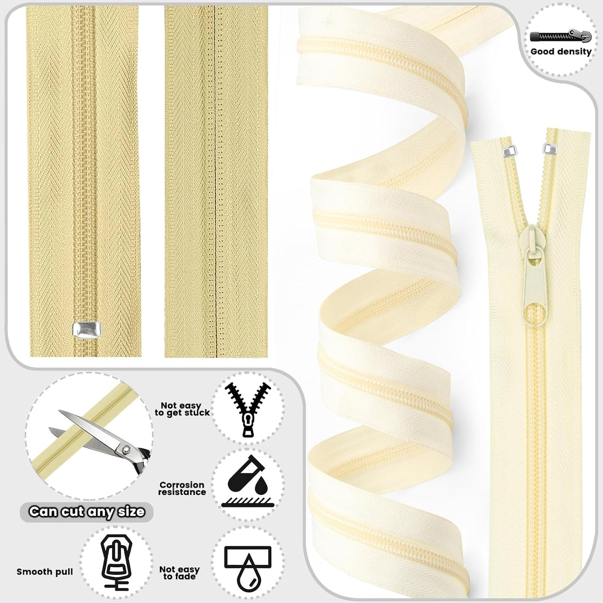 DOITEM Zipper by the Yard 10 Yards Bulk Zipper - (#5) Zippers, Nylon