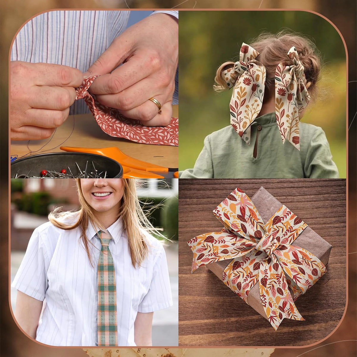 40 Pcs 2.5" x 39.4" Boho Fall Cotton Fabric Bundles Fall Pattern