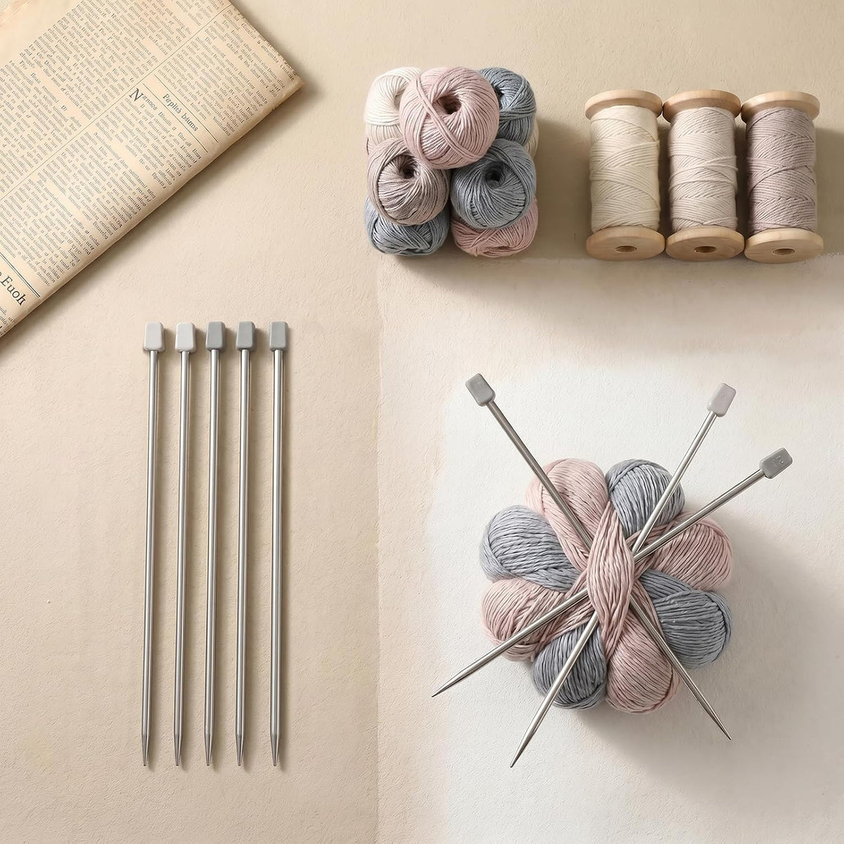 Yuomeaz 8Pcs Knitting Needles, 4/5/6/7mm Stainless Steel Knitting