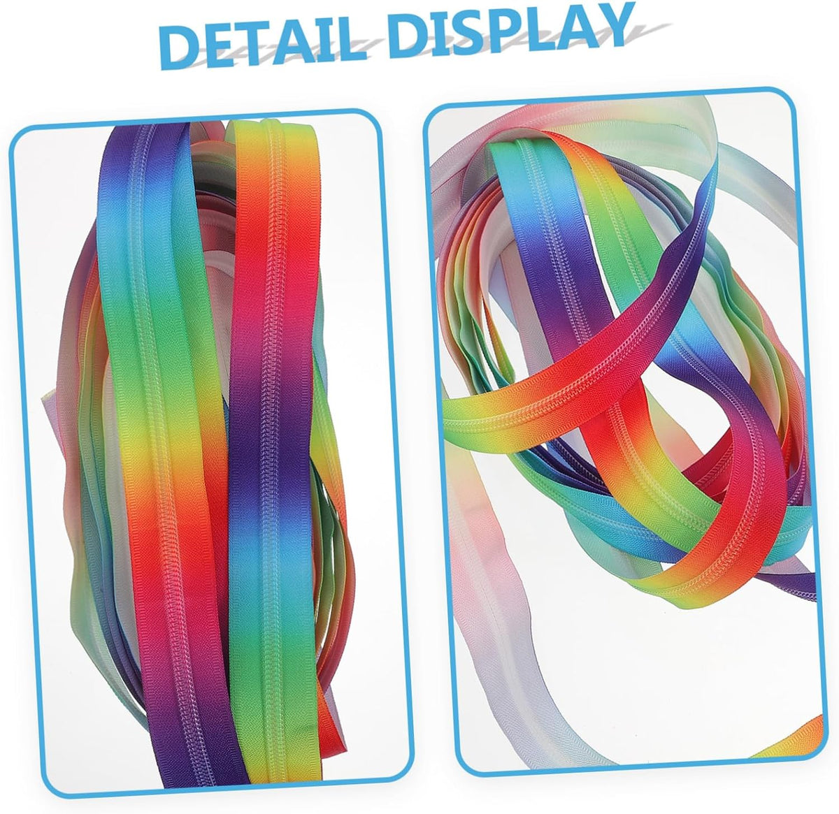 Rainbow Nylon Coil Zipper, Cut to Length for Hoodies and Suitcases