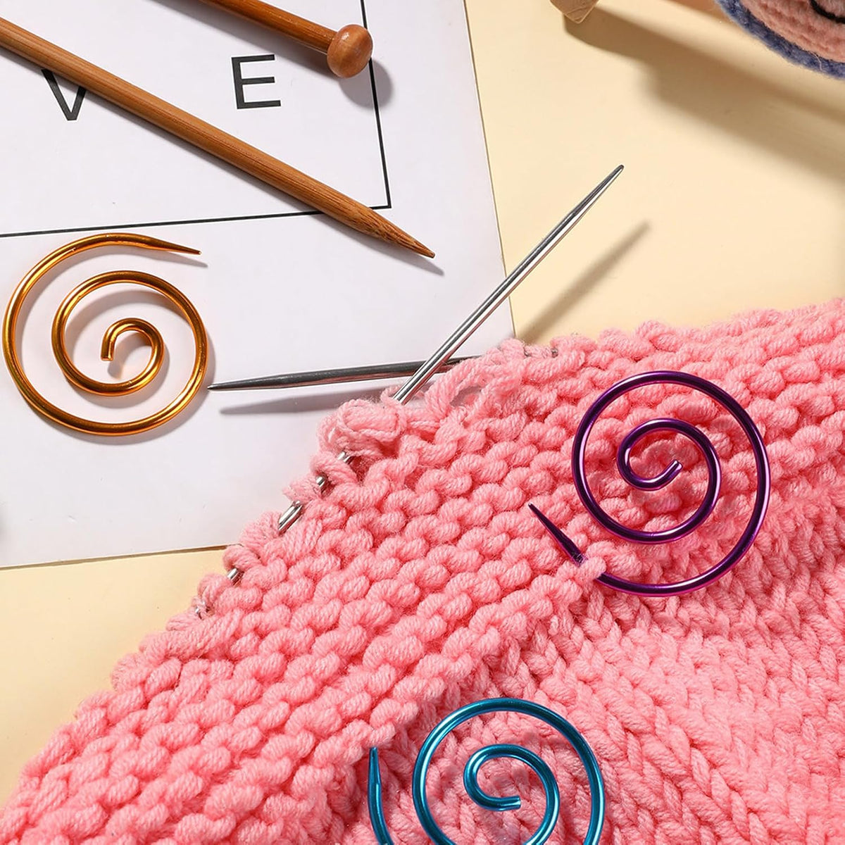 Spiral Cable Knitting Needles Set, 9PCS Metal Circular Needles with