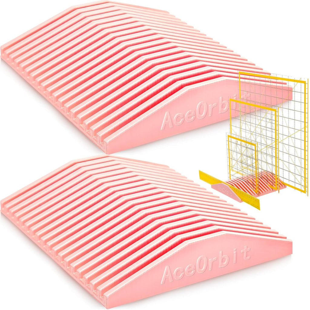 2 Pcs 18 Slot Storage Rack for Quilting Rulers, Pink Ruler Holder