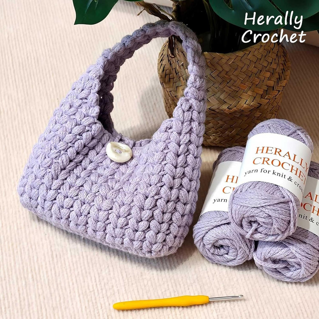 Herally Crochet Kit DIY Bag for Beginners - Wheatear Hobo Bag