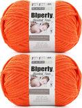 6 Super Bulky Chenille Yarn for Crocheting, Orange Chunky Yarn for