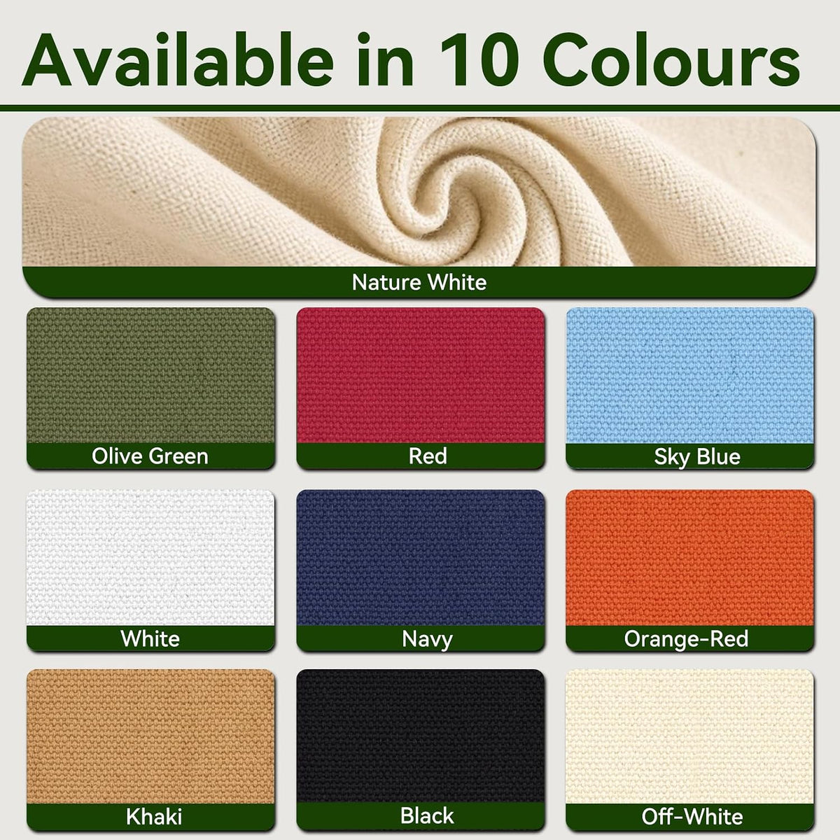 7oz Off-White Canvas Fabric, Premium 100% Cotton Duck Canvas Fabric by