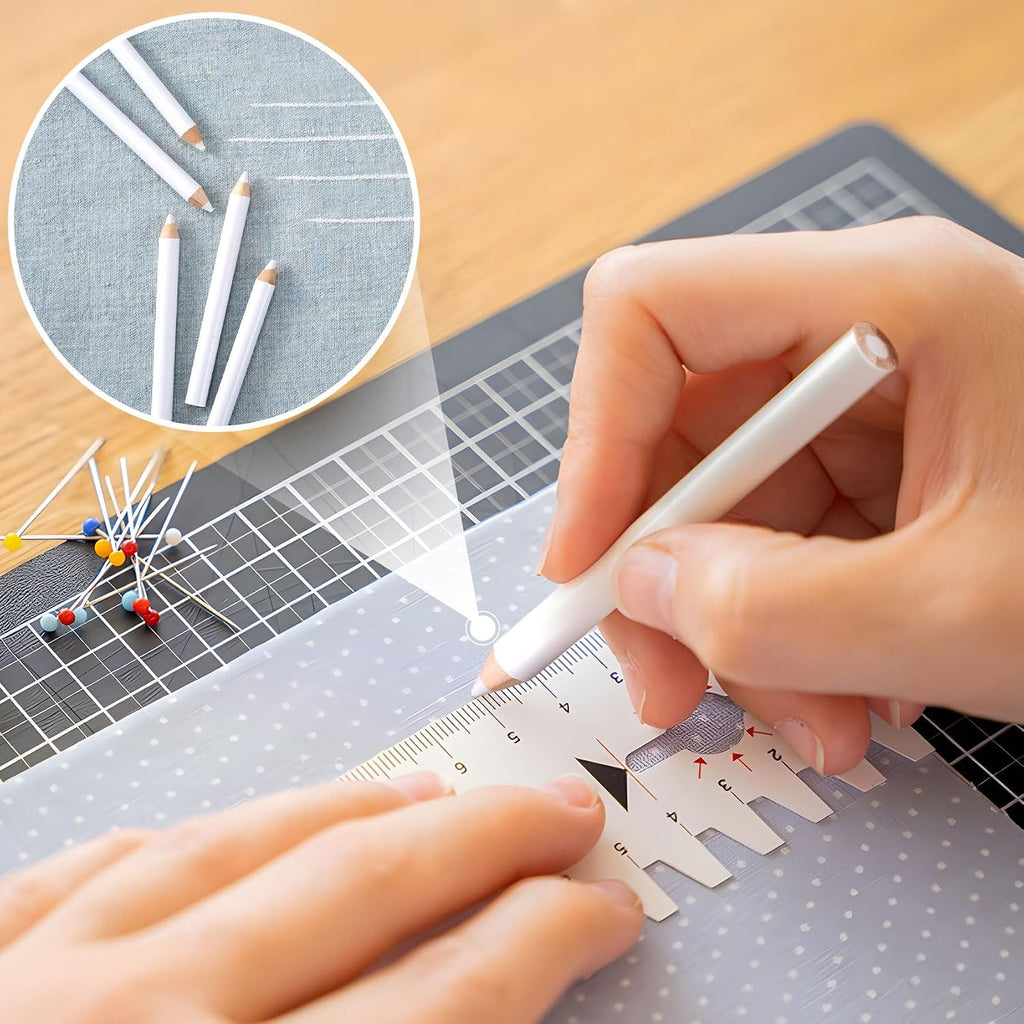 7PCS Fabric Pencils for Sewing, White, 8.75 cm