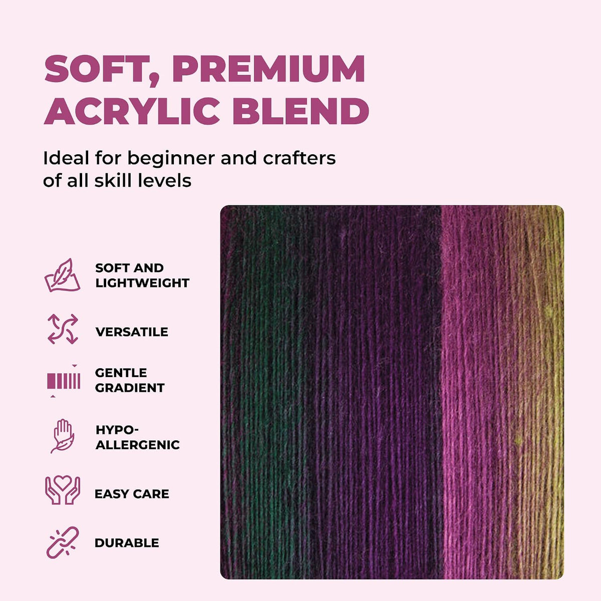 Mary Maxim Prism Yarn, Acrylic Multicolor DK Yarn, 290 Yards