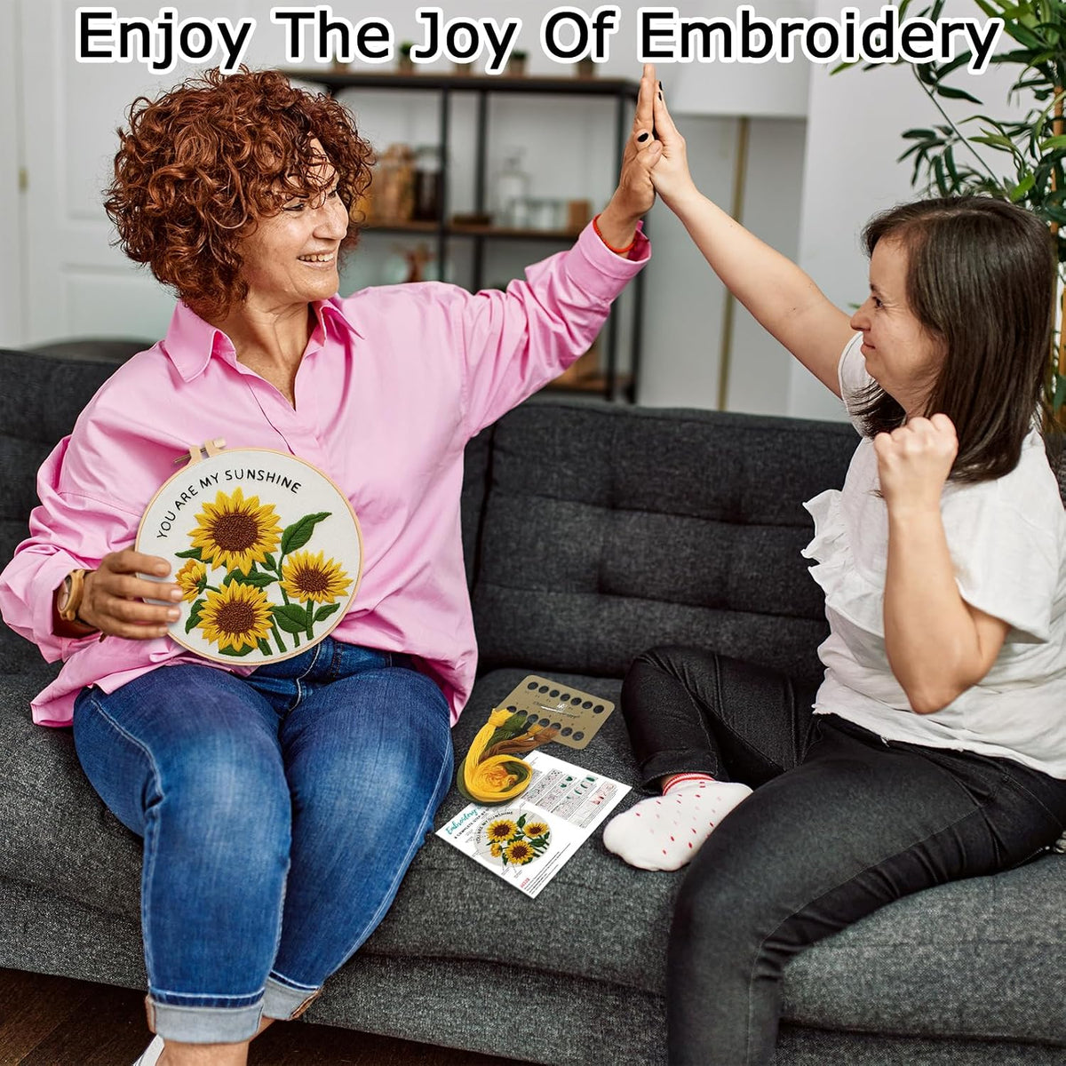 Nuberlic 3 Pack Embroidery Kit for Beginners with Sunflower Pattern