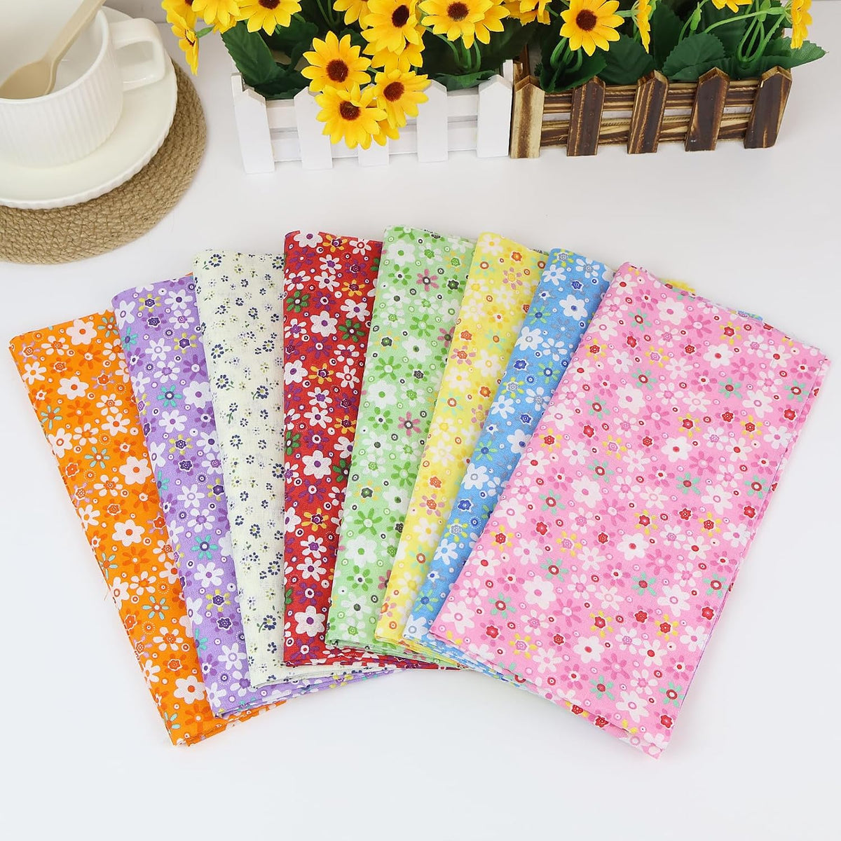 8 Pcs 20"x 20" Cotton Quilting Fabric Sewing Patchwork Fabric for