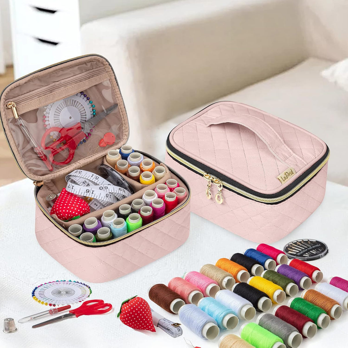 LoDrid Sewing Kit with 24 Color Threads and Sewing Accessories, Dusty